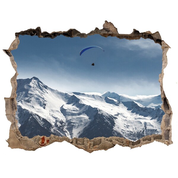 Hole wall sticker Mountain landscape with a paraglider