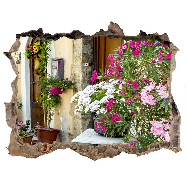 Hole wall sticker A flower corner in the town