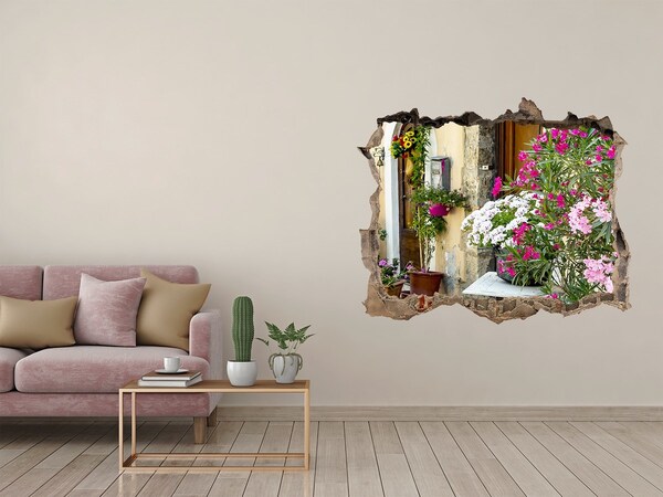 Hole wall sticker A flower corner in the town