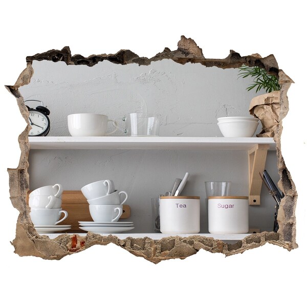 Hole wall sticker Decorations on the shelf