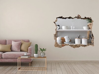 Hole wall sticker Decorations on the shelf