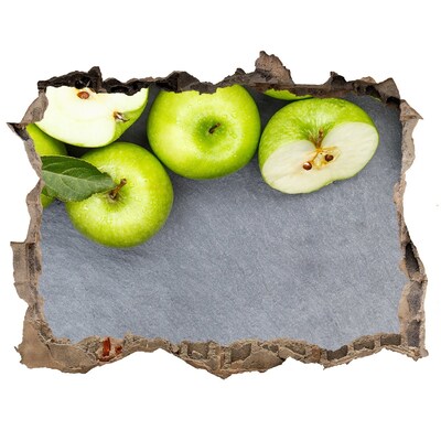3D wall hole Green apples in concrete