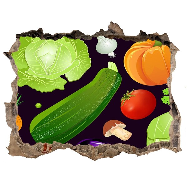 3D wall hole Fruit and Vegetables in a Hole in the Wall