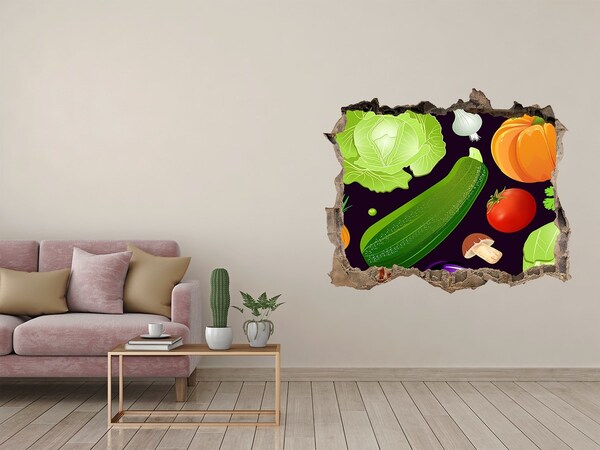 3D wall hole Fruit and Vegetables in a Hole in the Wall