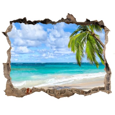 Hole wall sticker Caribbean Beach Through a Hole in the Wall