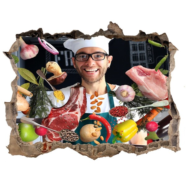 3D wall hole wallpaper Kitchen madness