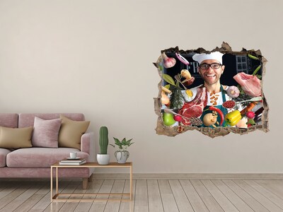 3D wall hole wallpaper Kitchen madness