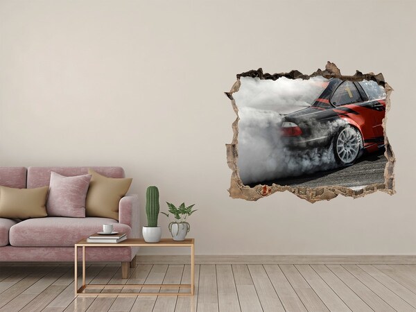 3D wall hole Race car in action