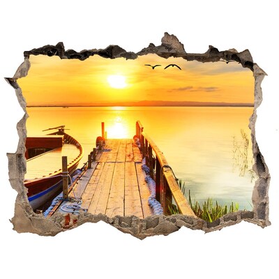Hole wall sticker Sunset over the lake