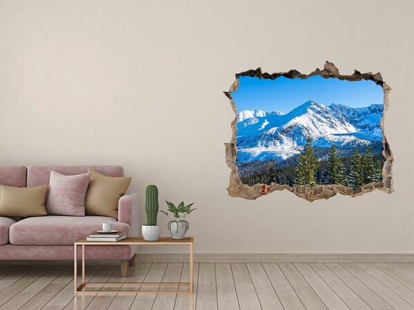 Hole in the wall sticker Winter mountain landscape