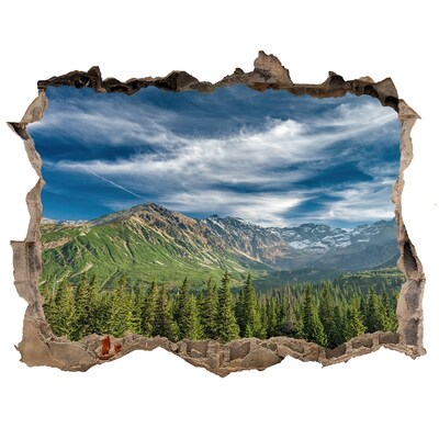 Hole in the wall sticker Mountain landscape with forest