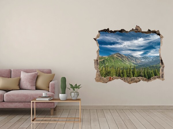 Hole in the wall sticker Mountain landscape with forest