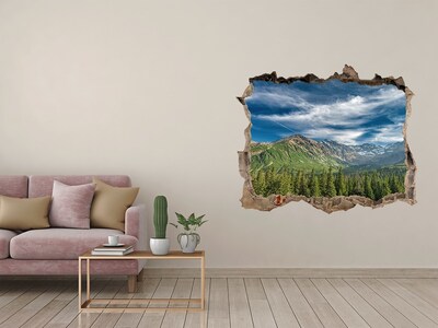 Hole in the wall sticker Mountain landscape with forest