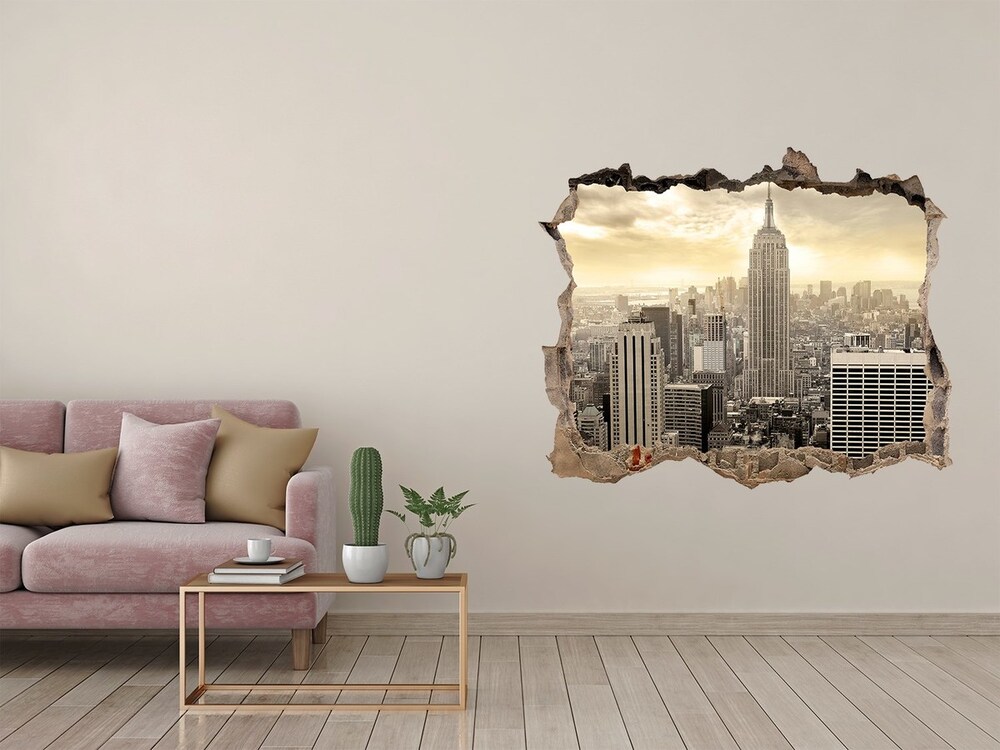 3D wall hole wallpaper Manhattan New York