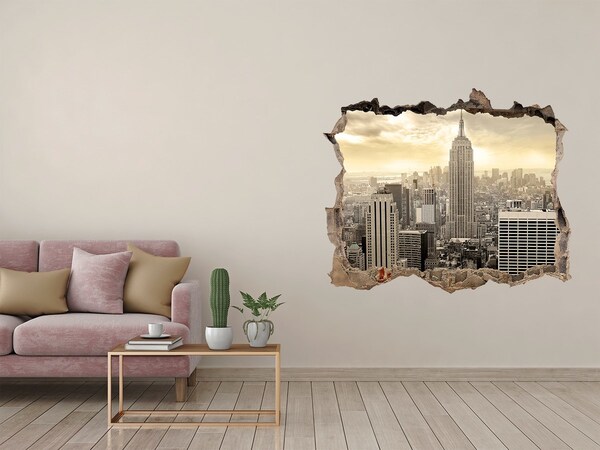 3D wall hole wallpaper Manhattan New York