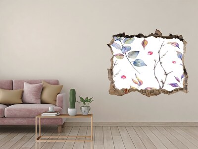 Hole wall sticker A floral landscape behind the hole