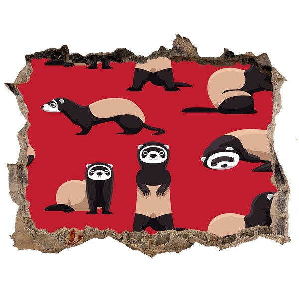 Hole in the wall decal Funky Ferrets in a Wall Hole