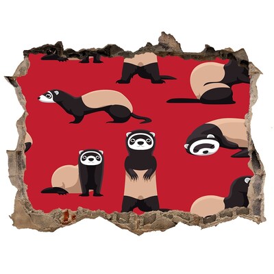 Hole in the wall decal Funky Ferrets in a Wall Hole