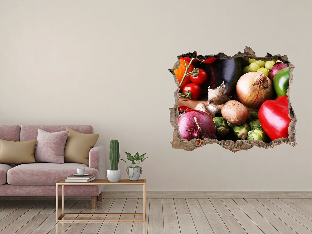 Hole in the wall sticker Vegetables and fruits