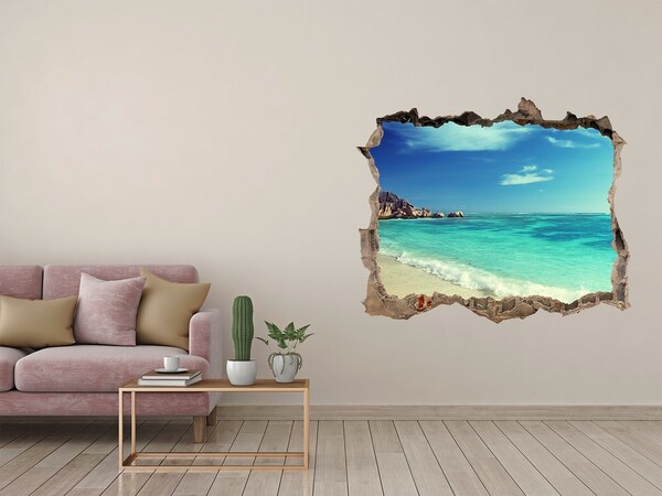 Hole wall sticker Seychelles beach