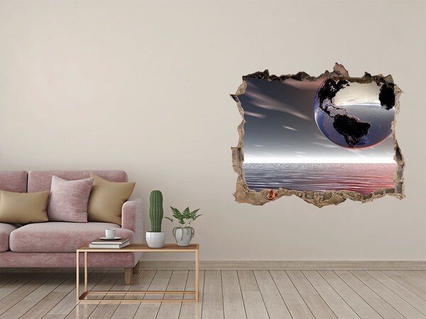 Hole in the wall decal Planet Earth