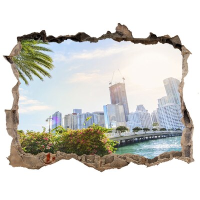 Hole in the wall decal View of the city from the waterfront