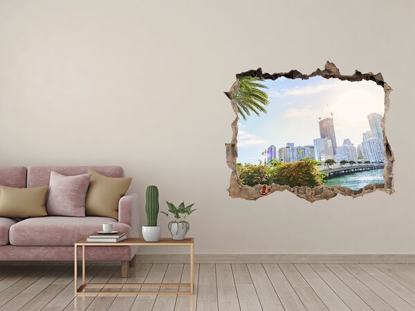 Hole in the wall decal View of the city from the waterfront
