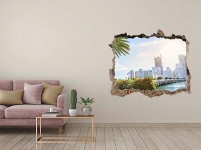 Hole in the wall decal View of the city from the waterfront