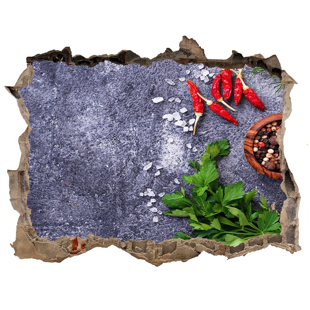 3D wall hole wallpaper Herbs and spices