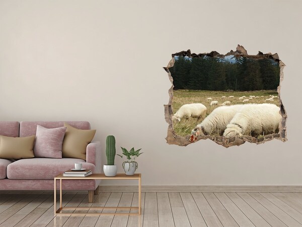 Hole in the wall sticker Sheep in the meadow