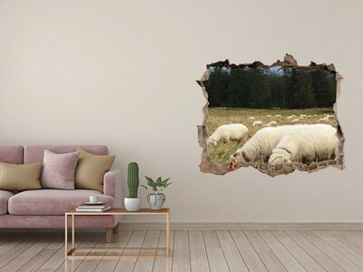 Hole in the wall sticker Grazing sheep