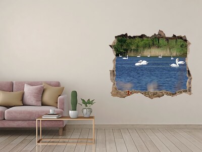 Hole in the wall decal Lake with swans