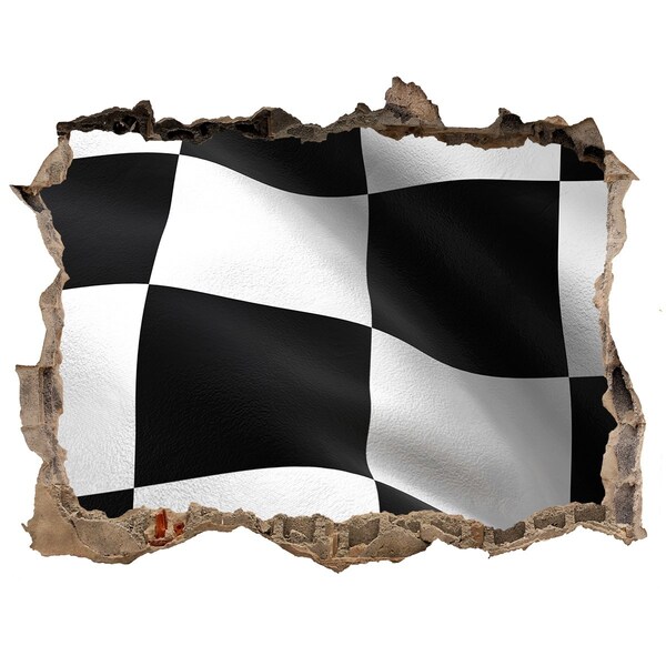 Hole in the wall sticker Racing checkered flag