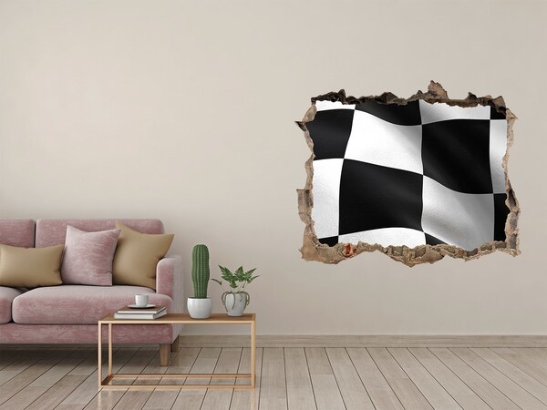 Hole in the wall sticker Racing checkered flag