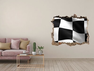 Hole in the wall sticker Racing checkered flag