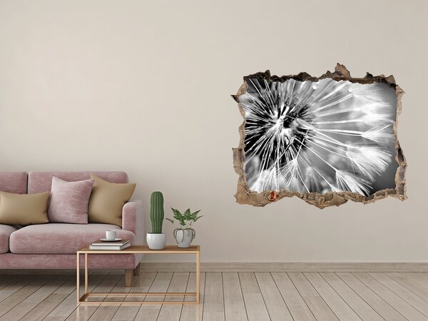Hole wall sticker Dandelions in black and white