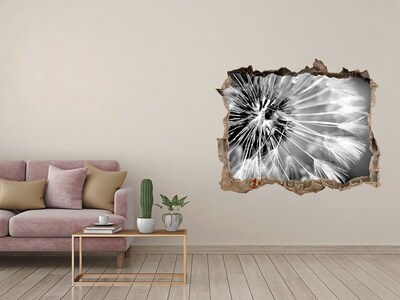 Hole wall sticker Dandelions in black and white