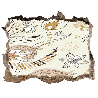 Hole wall sticker Spring birds in the garden