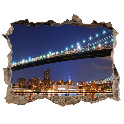 Hole in the wall sticker Brooklyn Bridge at night