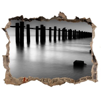 Hole wall sticker A sunken pier in a monochromatic setting