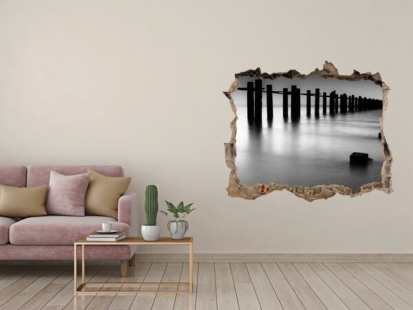Hole wall sticker A sunken pier in a monochromatic setting