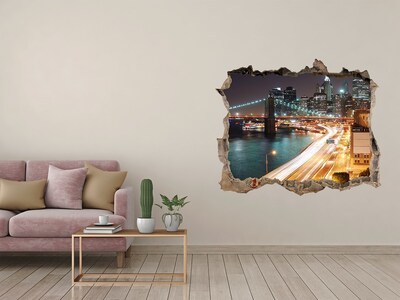 Hole wall sticker View of New York at night