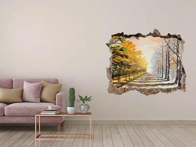 Hole wall sticker Autumn avenue of trees