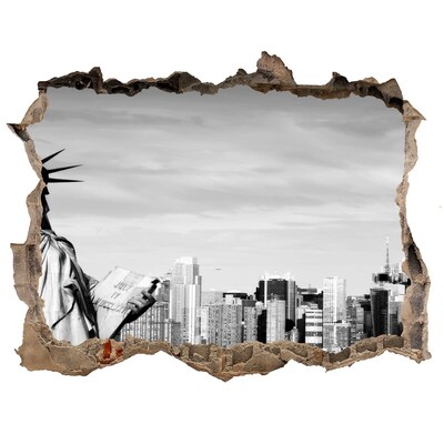 Hole wall sticker statue of Liberty