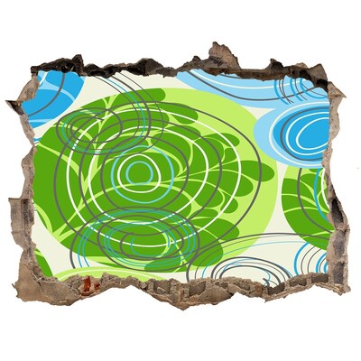 Hole in the wall sticker Patterns in green and blue