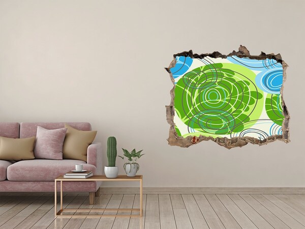 Hole in the wall sticker Patterns in green and blue