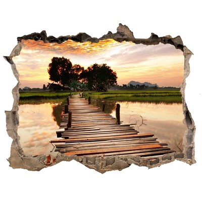 Hole wall sticker Sunset over the lake