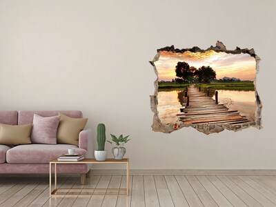 Hole wall sticker Sunset over the lake