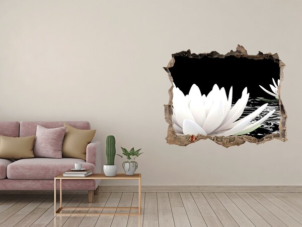Hole in the wall decal Water flowers in a mysterious pond