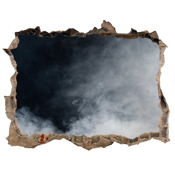 Hole in the wall decal A broken wall with a view of the cloud